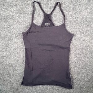 Express‎ Best Loved Bra Cami Top Womens Medium Black Cotton Stretch Square Neck